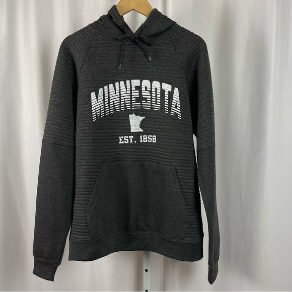 Basix Of America Large Minnesota Ribbed Hoodie Sweatshirt Hooded Biker Moto - Picture 1 of 5